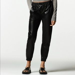 Zara Faux Leather Black Jogging Pants Size Small